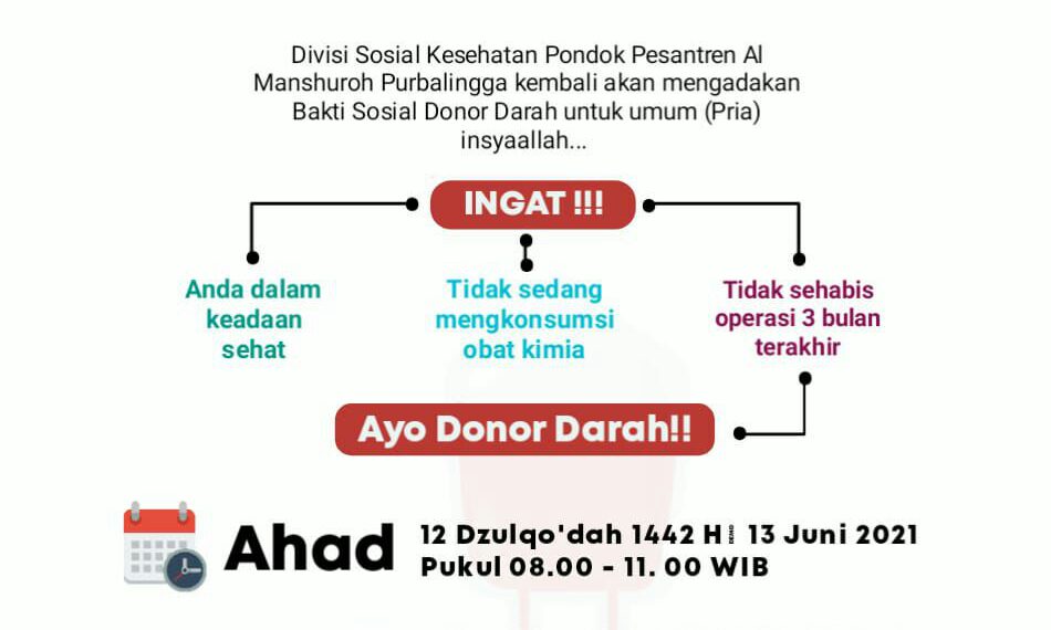 DONOR DARAH Ke 23 Di Pondok Pesantren Al Manshuroh Purbalingga