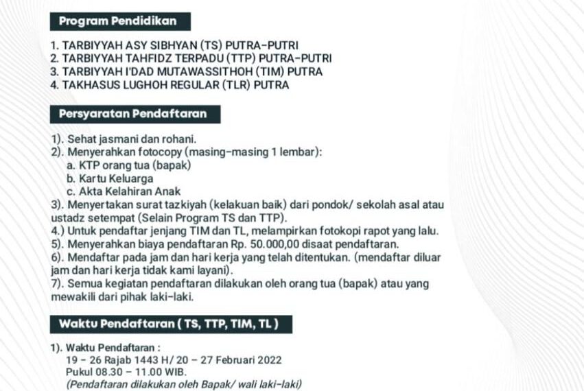 PENERIMAAN SANTRI BARU PONPES AL MANSHUROH PURBALINGGA