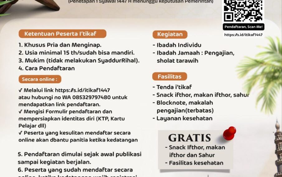 I’TIKAF 10 HARI AKHIR RAMADHAN 1447 H  Masjid Agung Daarussalaam Purbalingga